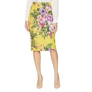 ECI New York Women's Elastic Waist Pull on Floral Midi Length Skirt Size Small
